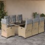 Set comedor de jardín 9 pzas con cojines ratán sintético beige en Conjuntos de jardín | Comprar online en Foru.es