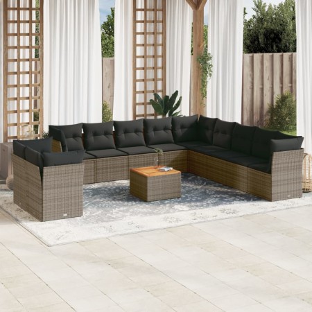 Set de sofás de jardín 12 pzas con cojines ratán sintético gris de , Conjuntos de jardín - Ref: Foro24-3223729, Precio: 691,6...
