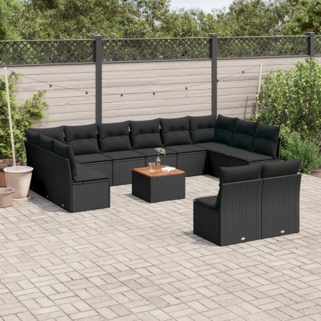 Set de sofás de jardín y cojines 13 pzas ratán sintético negro de , Conjuntos de jardín - Ref: Foro24-3223892, Precio: 747,77...