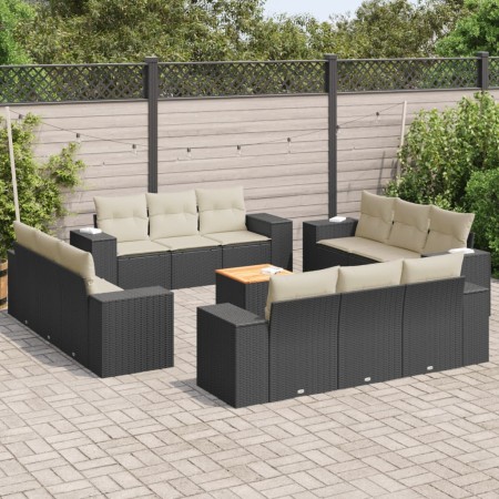 Set de sofás de jardín y cojines 13 pzas ratán sintético negro de , Conjuntos de jardín - Ref: Foro24-3225377, Precio: 854,96...