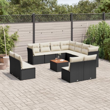 Set de sofás de jardín 12 piezas cojines ratán sintético negro de , Conjuntos de jardín - Ref: Foro24-3223704, Precio: 614,49...