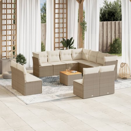 Set de sofás de jardín 12 pzas y cojines ratán sintético marrón de , Conjuntos de jardín - Ref: Foro24-3223706, Precio: 723,7...
