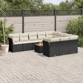 Set de sofás de jardín 11 pzas y cojines ratán sintético negro de , Conjuntos de jardín - Ref: Foro24-3223837, Precio: 636,48...