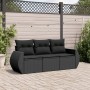 Set de sofás de jardín con cojines 3 pzas ratán sintético negro de , Conjuntos de jardín - Ref: Foro24-3253392, Precio: 231,3...