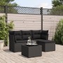 Set de muebles de jardín 5 pzas y cojines ratán sintético negro de , Conjuntos de jardín - Ref: Foro24-3249384, Precio: 323,0...