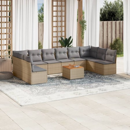 Set de sofás de jardín 11pzas con cojines ratán sintético beige de , Conjuntos de jardín - Ref: Foro24-3223798, Precio: 585,7...