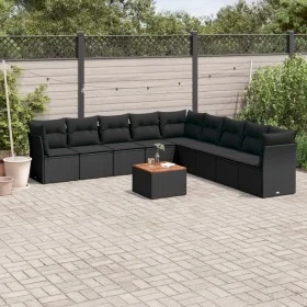 Set de sofás de jardín 10 pzas cojines ratán sintético negro de , Conjuntos de jardín - Ref: Foro24-3223689, Precio: 631,15 €...