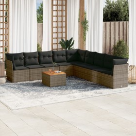 Set de sofás de jardín 10 pzas con cojines ratán sintético gris de , Conjuntos de jardín - Ref: Foro24-3223694, Precio: 563,8...