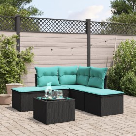 Set de sofás de jardín 6 piezas y cojines ratán sintético negro de , Conjuntos de jardín - Ref: Foro24-3249565, Precio: 317,9...