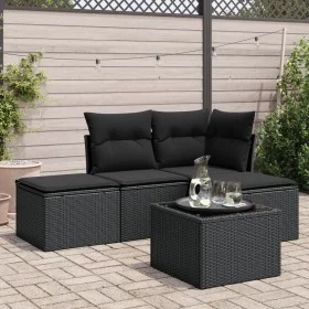 Set de muebles de jardín 5 pzas y cojines ratán sintético negro de , Conjuntos de jardín - Ref: Foro24-3249324, Precio: 286,6...
