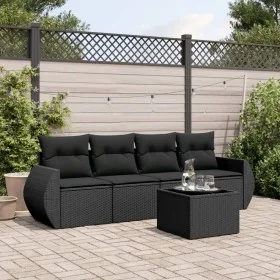 Set de muebles de jardín 5 pzas y cojines ratán sintético negro de , Conjuntos de jardín - Ref: Foro24-3253422, Precio: 326,6...