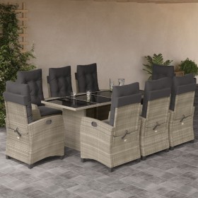 Set comedor de jardín 9 pzas cojines ratán sintético gris claro en Conjuntos de jardín | Comprar online en Foru.es