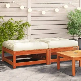 Garden footstool cushions 2 pcs solid wood pine brown wax by , Modular outdoor sofas - Ref: Foro24-838106, Price: 125,72 €, D...