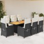 Set de comedor de jardín 9 pzas y cojines ratán sintético negro en Conjuntos de jardín | Comprar online en Foru.es