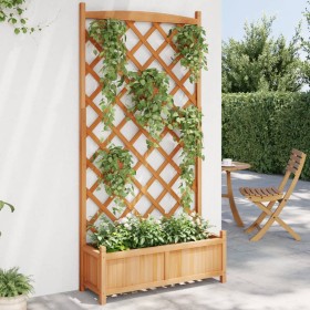 Jardinera con enrejado de madera maciza de abeto marrón de , Maceteros y jardineras - Ref: Foro24-365491, Precio: 156,02 €, D...