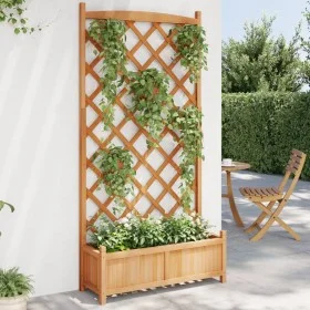 Jardinera con enrejado de madera maciza de abeto marrón de , Maceteros y jardineras - Ref: Foro24-365491, Precio: 163,99 €, D...