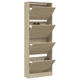 Zapatero de madera de ingeniería roble Sonoma 60x21x163,5 cm de , Zapateros y organizadores de calzado - Ref: Foro24-839905, ...