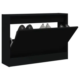 Zapatero de madera de ingeniería negro 80x21x57 cm de , Zapateros y organizadores de calzado - Ref: Foro24-839911, Precio: 71...