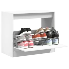 Zapatero de madera de ingeniería blanco 80x42x69 cm de , Zapateros y organizadores de calzado - Ref: Foro24-840001, Precio: 5...