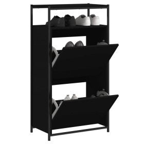 Zapatero de madera de ingeniería negro 60x34x112 cm de , Zapateros y organizadores de calzado - Ref: Foro24-840029, Precio: 9...