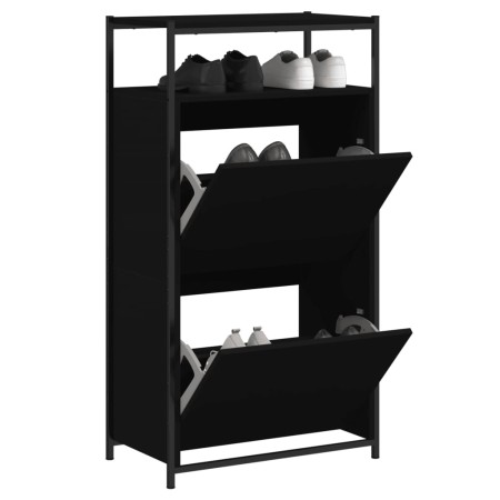 Zapatero de madera de ingeniería negro 60x34x112 cm de , Zapateros y organizadores de calzado - Ref: Foro24-840029, Precio: 9...
