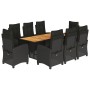 Set de comedor de jardín 9 pzas y cojines ratán sintético negro en Conjuntos de jardín | Comprar online en Foru.es