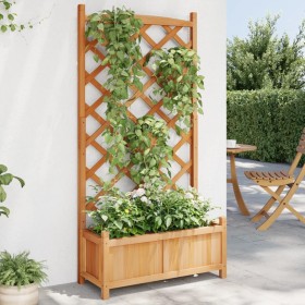 Jardinera con enrejado de madera maciza de abeto marrón de , Maceteros y jardineras - Ref: Foro24-365488, Precio: 91,20 €, De...