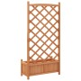 Jardinera con enrejado de madera maciza de abeto marrón de , Maceteros y jardineras - Ref: Foro24-365488, Precio: 91,20 €, De...