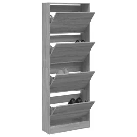 Zapatero de madera de ingeniería gris Sonoma 60x21x163,5 cm de , Zapateros y organizadores de calzado - Ref: Foro24-839908, P...