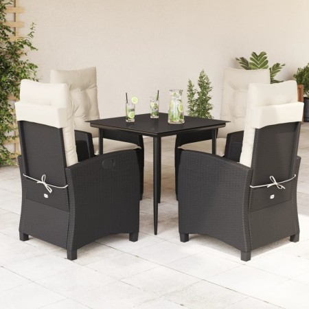 Set de muebles jardín 5 pzas con cojines ratán sintético negro en Conjuntos de jardín | Comprar online en Foru.es
