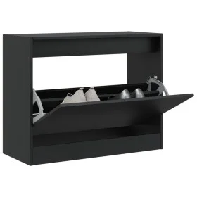 Zapatero de madera de ingeniería negro 80x34x63 cm de , Zapateros y organizadores de calzado - Ref: Foro24-839960, Precio: 59...