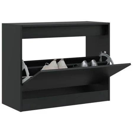 Zapatero de madera de ingeniería negro 80x34x63 cm de , Zapateros y organizadores de calzado - Ref: Foro24-839960, Precio: 59...