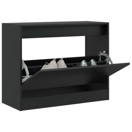 Zapatero de madera de ingeniería negro 80x34x63 cm de , Zapateros y organizadores de calzado - Ref: Foro24-839960, Precio: 60...