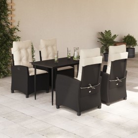 Set de muebles jardín 5 pzas con cojines ratán sintético negro en Conjuntos de jardín | Comprar online en Foru.es