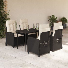 Set de muebles jardín 5 pzas con cojines ratán sintético negro en Conjuntos de jardín | Comprar online en Foru.es