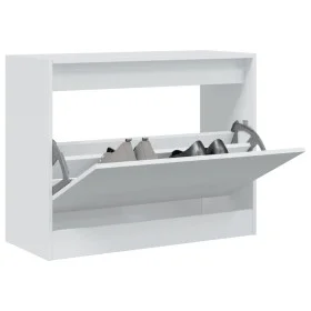 Zapatero de madera de ingeniería blanco 80x34x63 cm de , Zapateros y organizadores de calzado - Ref: Foro24-839959, Precio: 5...