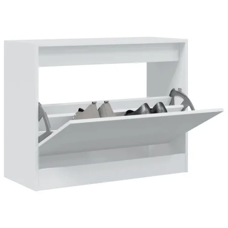 Zapatero de madera de ingeniería blanco 80x34x63 cm de , Zapateros y organizadores de calzado - Ref: Foro24-839959, Precio: 5...