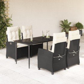 Set de muebles jardín 5 pzas con cojines ratán sintético negro en Conjuntos de jardín | Comprar online en Foru.es