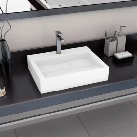 Lavabo 60x38x11 cm resina mineral/mármol blanco de vidaXL, Lavabos - Ref: Foro24-144064, Precio: 164,67 €, Descuento: %
