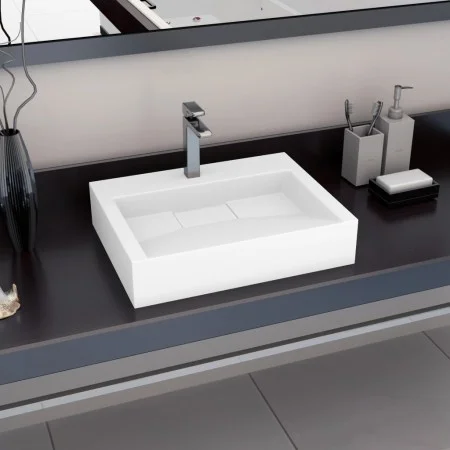 Lavabo 60x38x11 cm resina mineral/mármol blanco de vidaXL, Lavabos - Ref: Foro24-144064, Precio: 164,67 €, Descuento: %