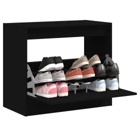 Zapatero de madera de ingeniería negro 80x42x69 cm de , Zapateros y organizadores de calzado - Ref: Foro24-840002, Precio: 66...