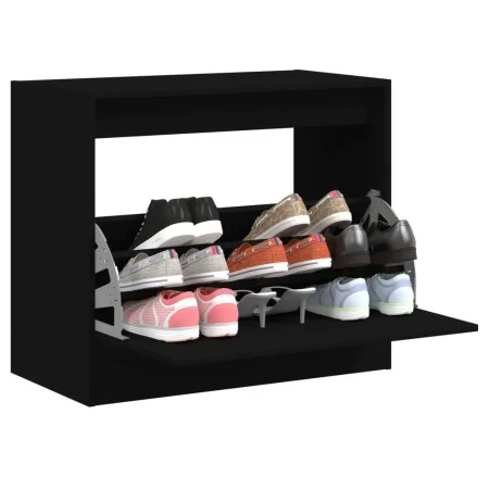 Zapatero de madera de ingeniería negro 80x42x69 cm de , Zapateros y organizadores de calzado - Ref: Foro24-840002, Precio: 66...
