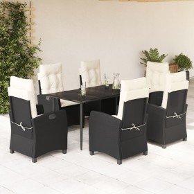 Set de comedor de jardín 7 pzas y cojines ratán sintético negro en Conjuntos de jardín | Comprar online en Foru.es