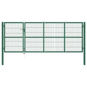Gartenzauntor mit grünen Stahlpfosten 350x120 cm von , Gartentore - Ref: Foro24-142570, Preis: 516,77 €, Rabatt: %