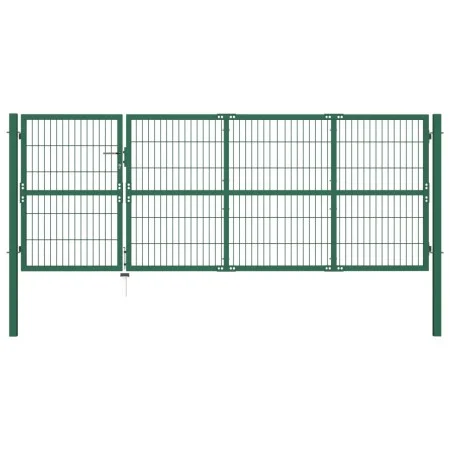 Garden fence gate with green steel posts 350x120 cm by , garden gates - Ref: Foro24-142570, Price: 516,77 €, Discount: %