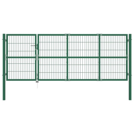 Puerta de valla de jardín con postes acero verde 350x120 cm de , Puertas de jardín - Ref: Foro24-142570, Precio: 526,87 €, De...