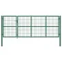 Garden fence gate with green steel posts 350x120 cm by , garden gates - Ref: Foro24-142570, Price: 516,77 €, Discount: %