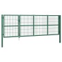 Puerta de valla de jardín con postes acero verde 350x120 cm de , Puertas de jardín - Ref: Foro24-142570, Precio: 526,87 €, De...