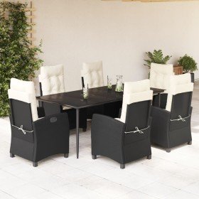 Set de comedor de jardín 7 pzas y cojines ratán sintético negro en Conjuntos de jardín | Comprar online en Foru.es