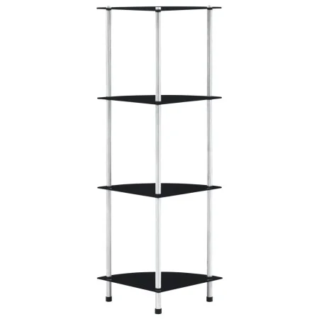 Estantería 4 niveles cristal templado negro 30x30x100 cm de vidaXL, Librerías y estanterías - Ref: Foro24-249520, Precio: 41,...